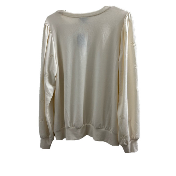 NWT Cream Long Sleeve French Terry knit Fabric eyelet detail sleeves Torrid 0 - Picture 8 of 8